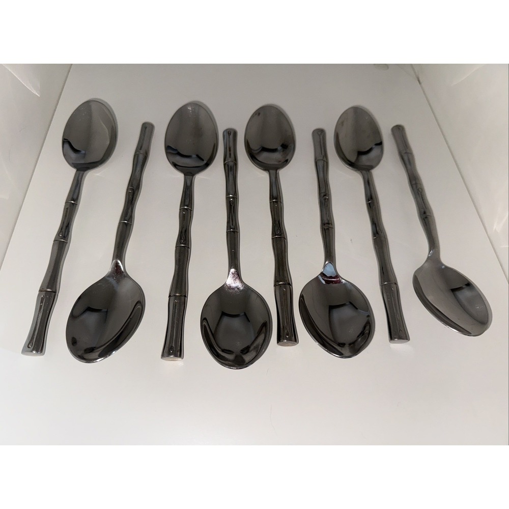 Hampton Silversmiths Bamboo Stainless Steel Set Of 8 Table Spoons